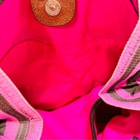 Dooney and Bourke Pink and Brown Stripe Shoulder Bag Y2K Vintage - Picture 6 of 11